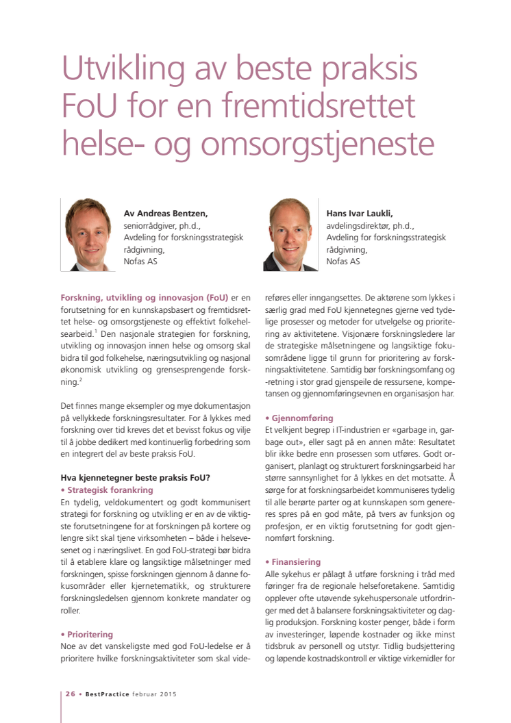 Fremtidsrettet beste praksis
