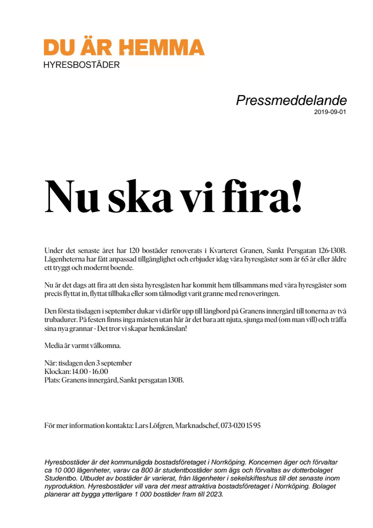 Pressinbjudan: Nu ska det firas på vårt Plusboende!