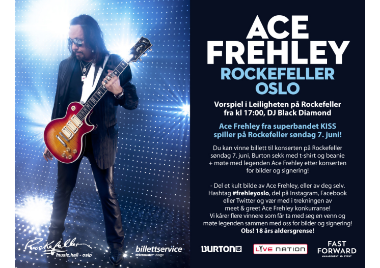 Møt Kiss legenden Ace Frehley sammen med Burton & Live Nation på Rockefeller i Oslo!