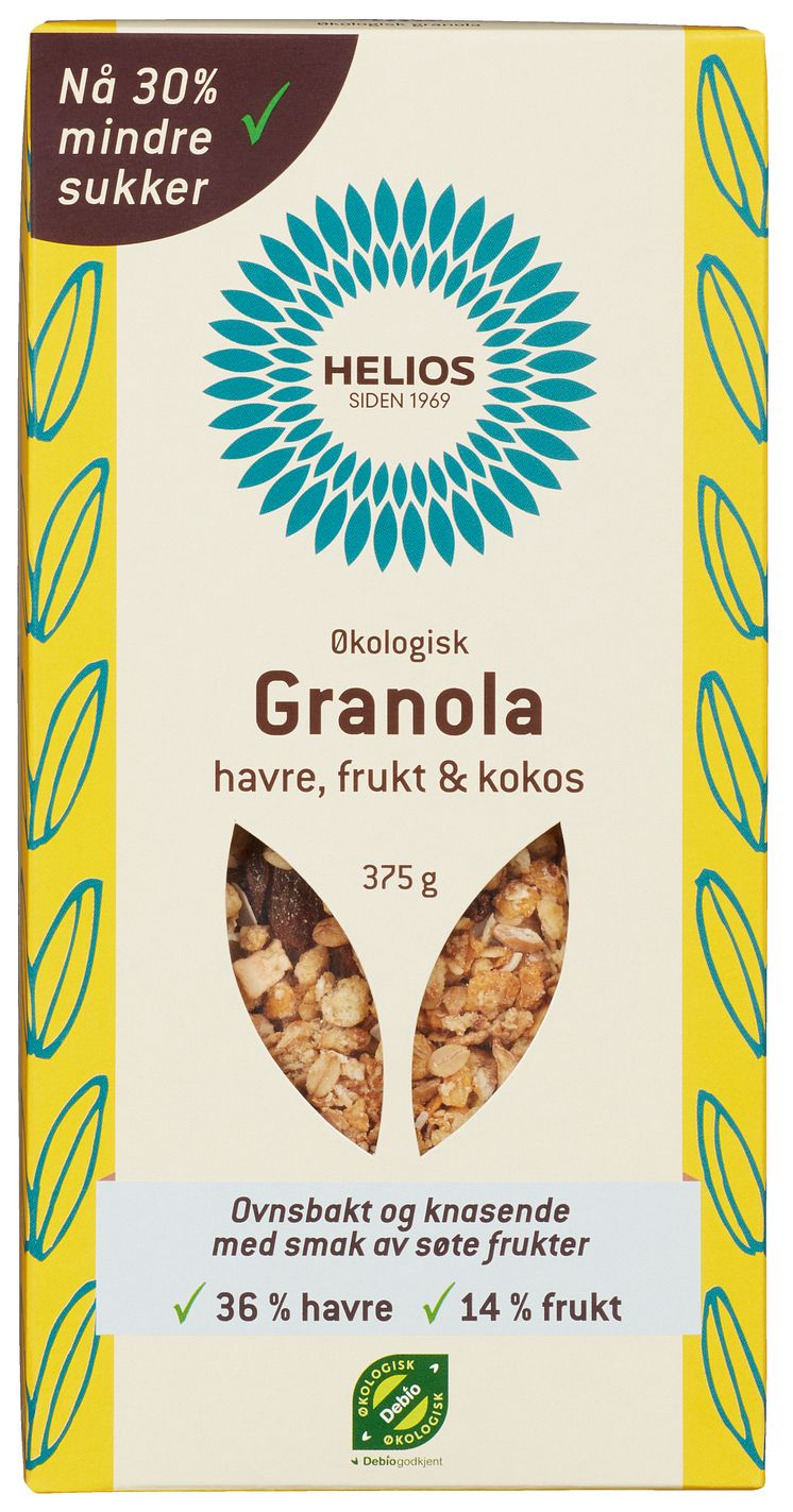 Helios granola havre frukt kokos økologisk 375 g