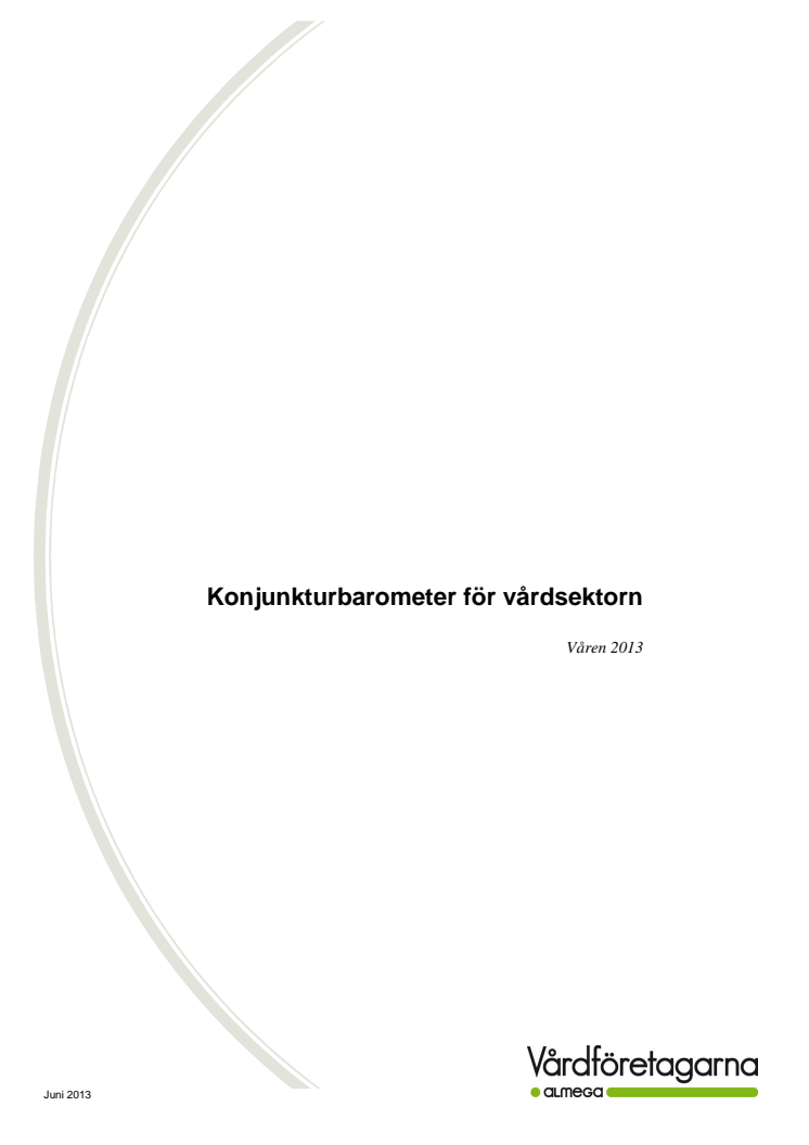 Konjunkturbarometern för vård- och omsorgssektorn, 2013