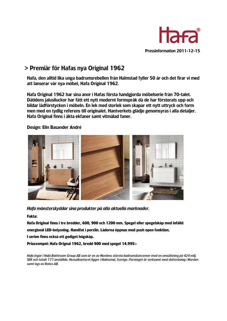 Premiär för Hafas nya Original 1962