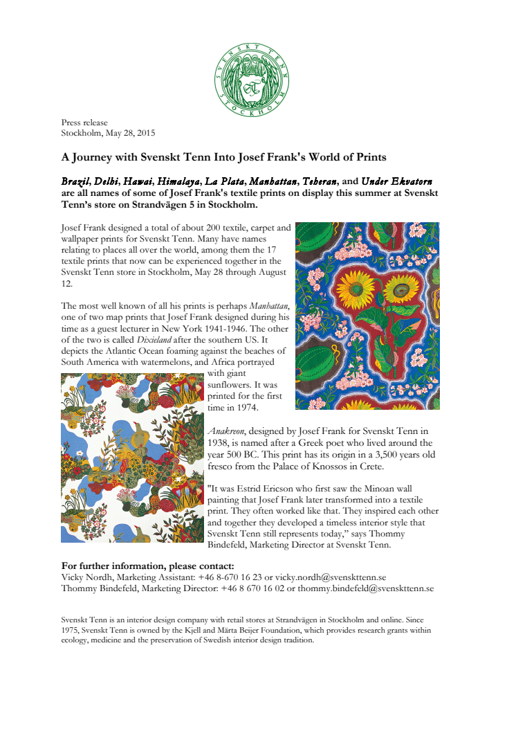 A Journey with Svenskt Tenn Into Josef Frank's World of Prints