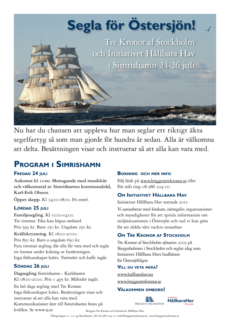 Program - Hållbara Hav och briggen Tre Kronor i Simrishamn 24-26 juli
