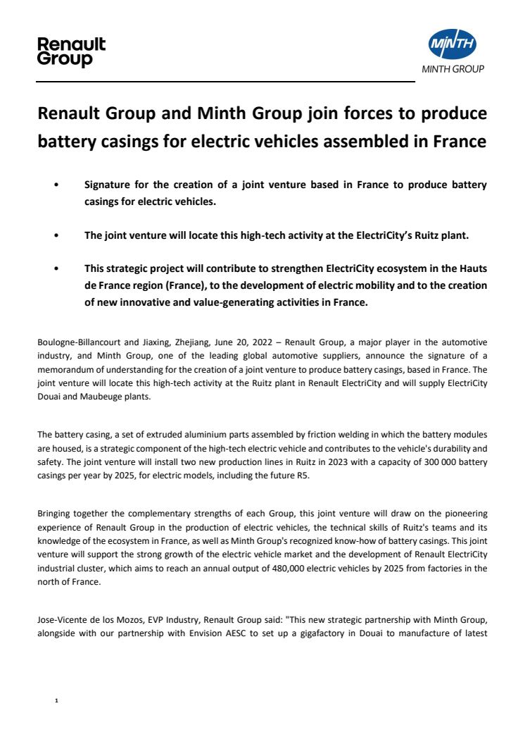 Renault Group and Minth Group join forces to produce battery casings for electric vehicles assembled in France.pdf