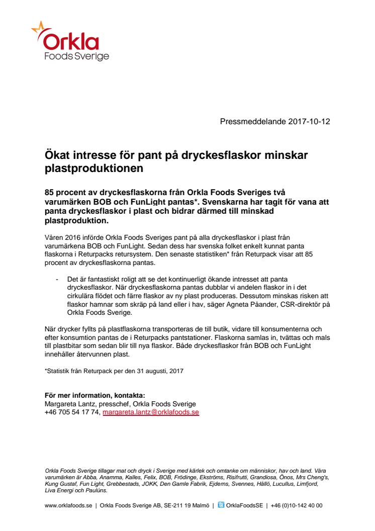 Ökat intresse för pant på dryckeflaskor minskar plastproduktionen