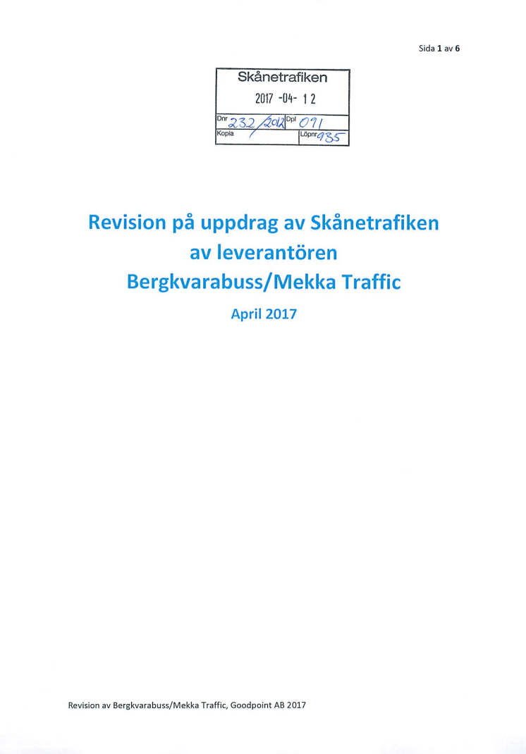 Region Skånes revision av Bergkvarabuss visar på brister
