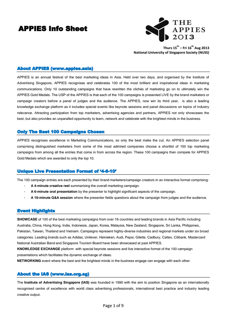 APPIES Information Sheet