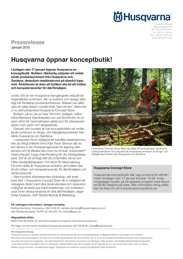 Husqvarna öppnar konceptbutik!