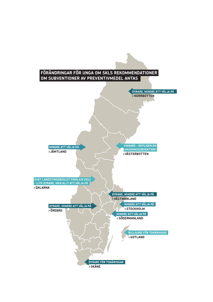 Sverigekarta över preventivmedelssubventioner