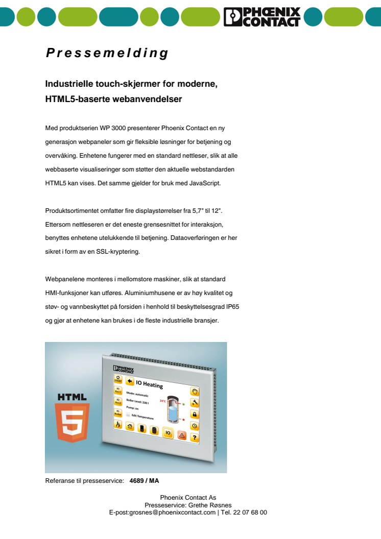 Industrielle touch-skjermer for moderne, HTML5-baserte webanvendelser 