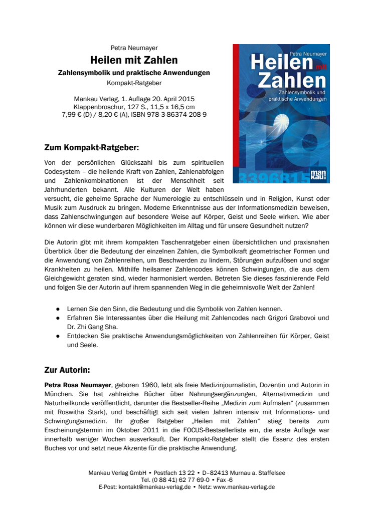 Waschzettel zu "Heilen mit Zahlen"
