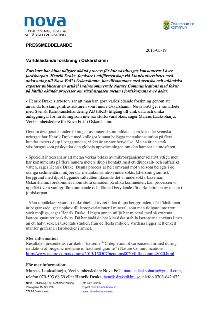 Världsledande forskning i Oskarshamn