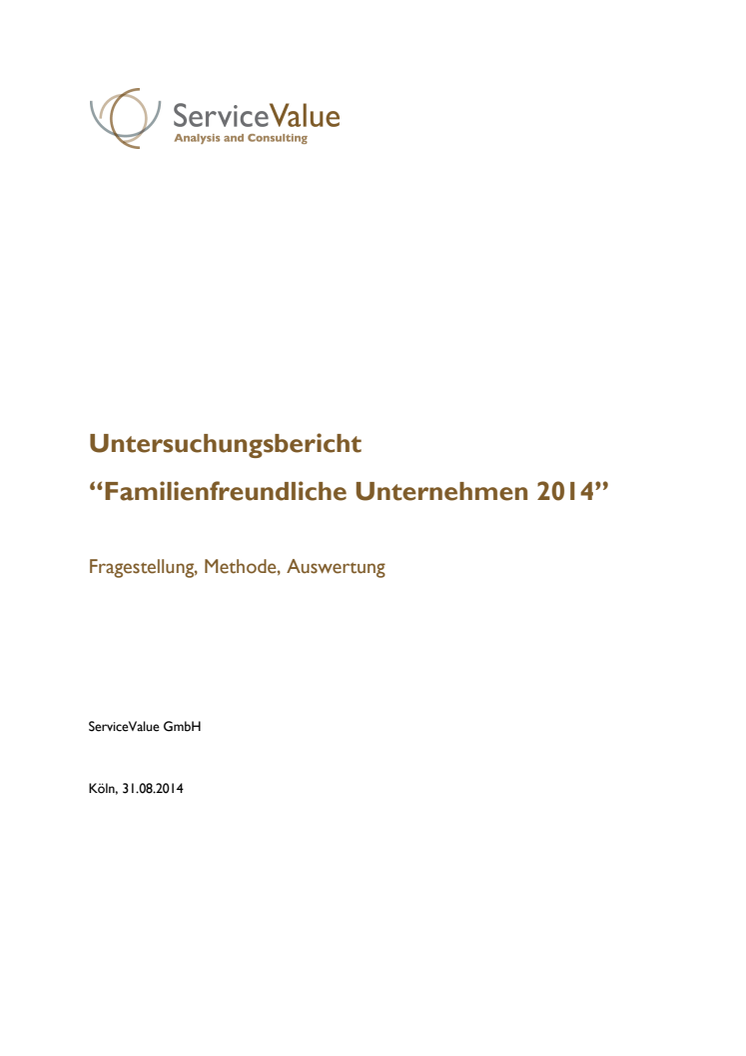 Familienfreundliche Unternehmen 2014 - Untersuchungsbericht