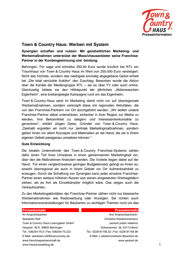 Town & Country Haus: Werben mit System