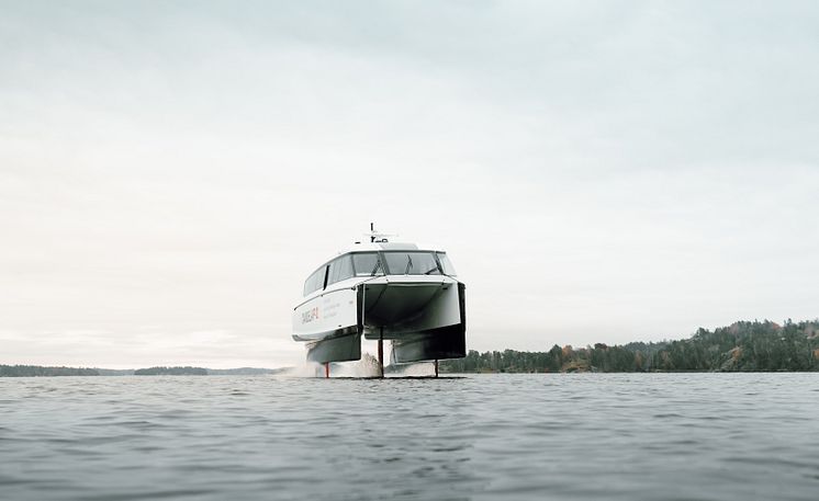 Candela P-12 taking off outside Stockholm's port