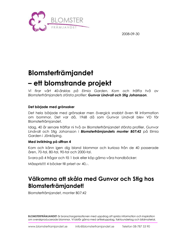 Blomsterfrämjandet - ett blomstrande projekt  