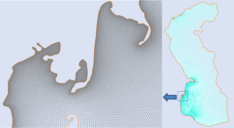 Overview of the Caspian Sea unstructured grid. The grid has highest resolution in the western side, where Kura River introduce plastics to the sea.png
