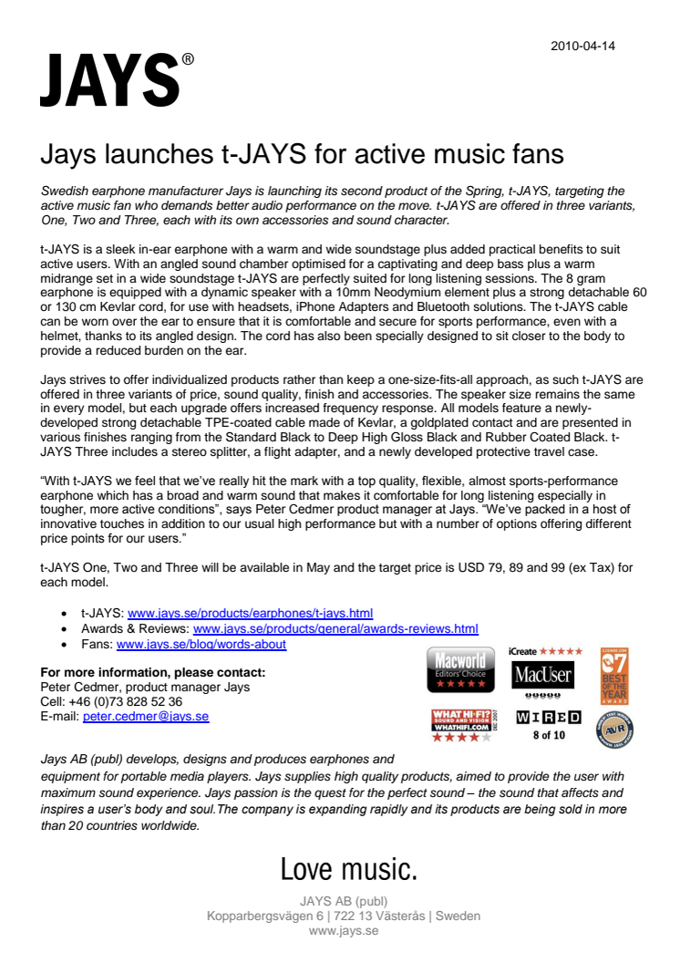 Jays launches t-JAYS for active music fans