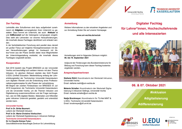 Flyer zum digitalen Fachtag für Lehrkräfte: #inklusion #digitalisierung #differenzierung