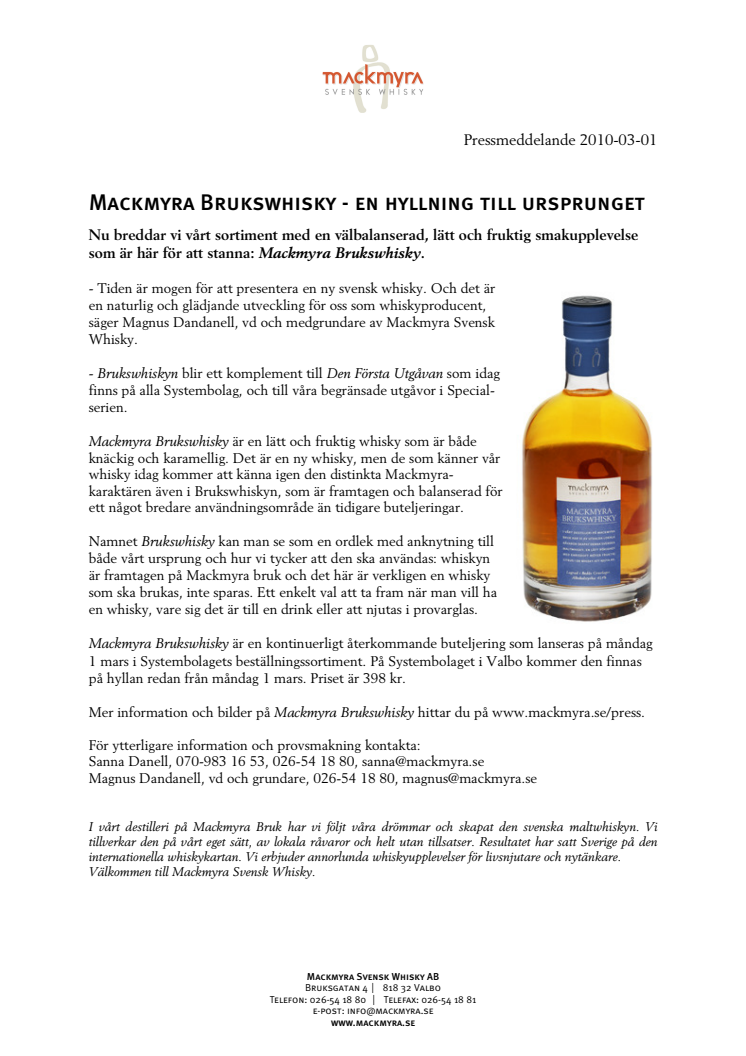 Mackmyra Brukswhisky - en hyllning till ursprunget