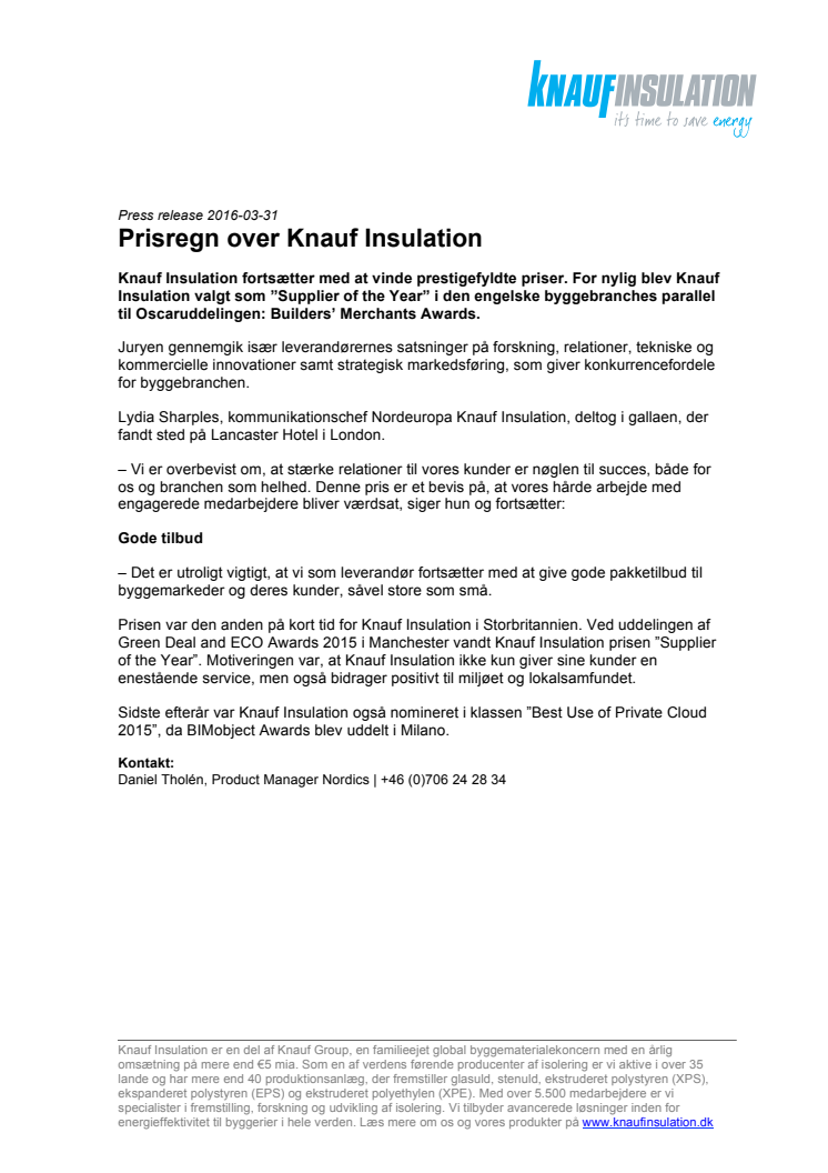 Prisregn over Knauf Insulation 
