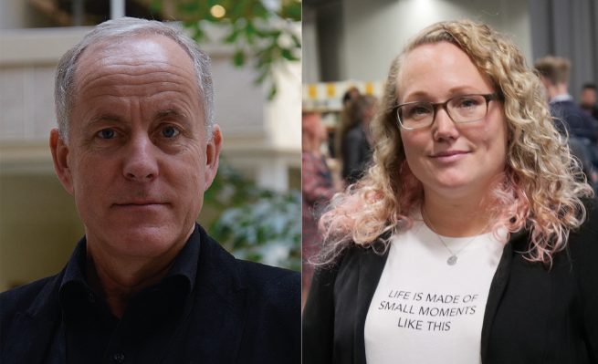 Guldäpplets forskardialog: Camilla Askebäck Diaz och Åke Grönlind