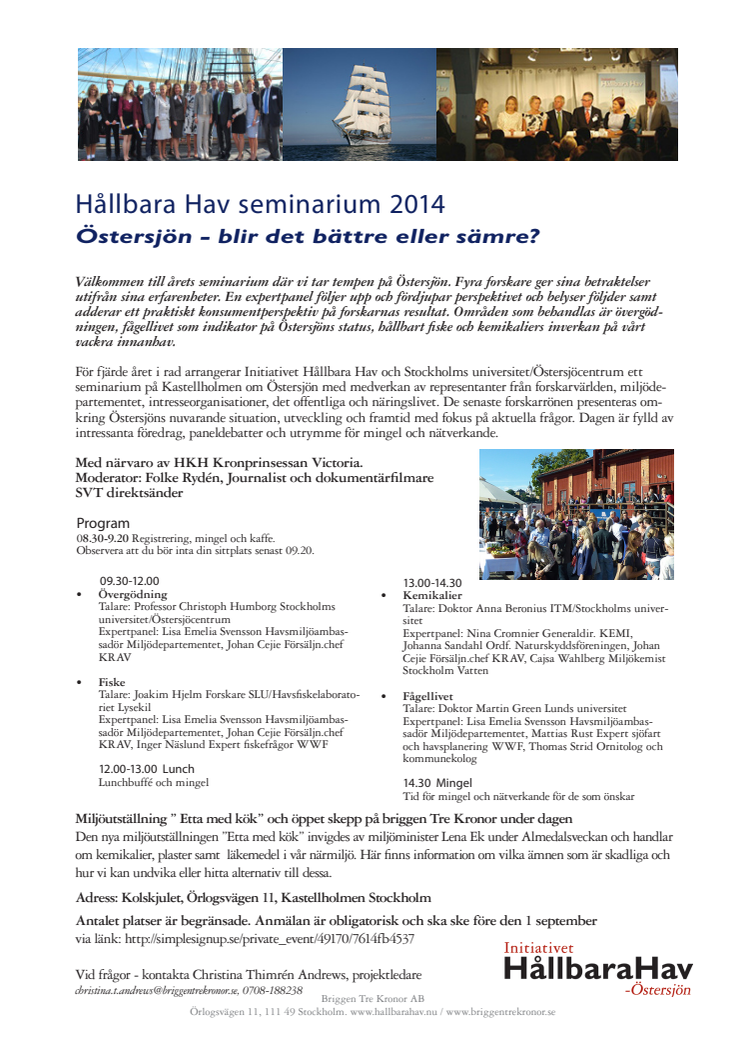 Hållbara Havs årliga seminarium 10 september. Östersjön - blir det bättre eller sämre?