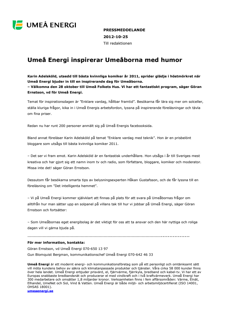 Umeå Energi inspirerar Umeåborna med humor