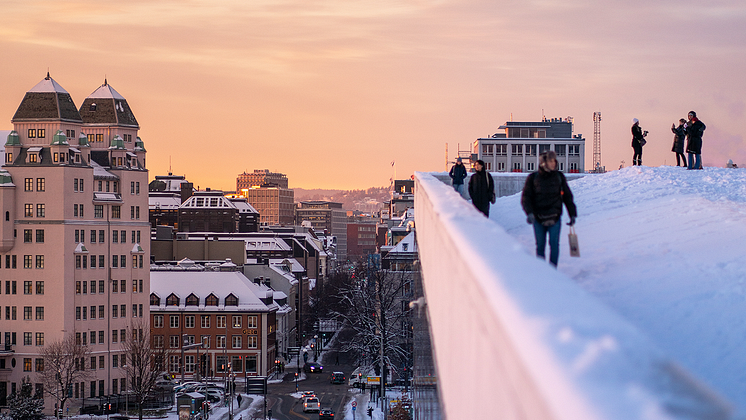Et vinterlig Oslo fra Operaen 