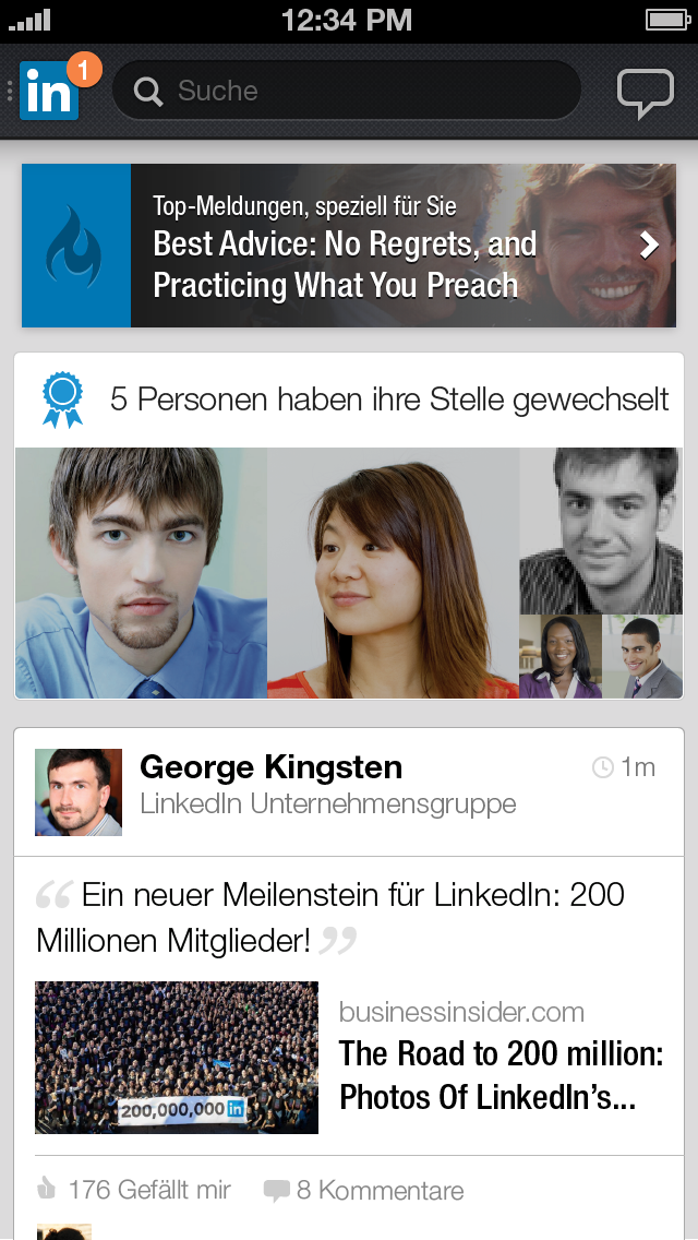 Screenshot LinkedIn Iphone5 Updates