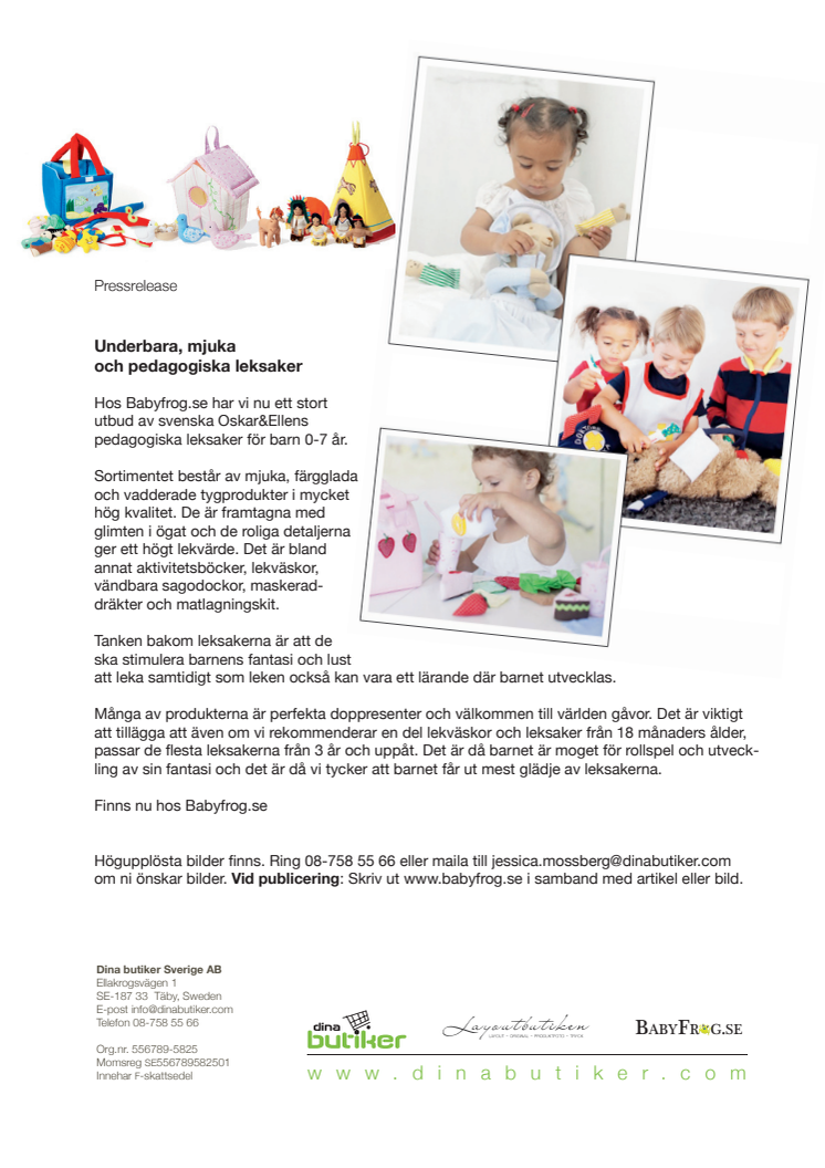Underbara, mjuka och pedagogiska leksaker 