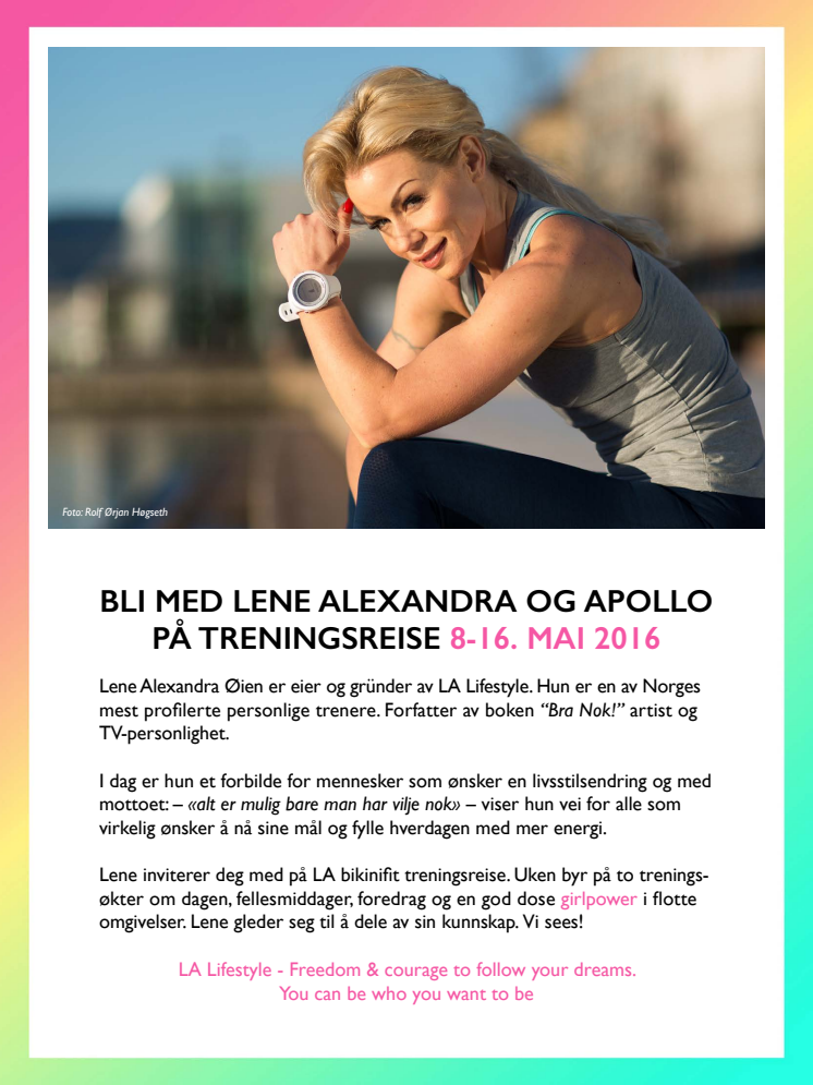 ​Apollo lanserer treningsreiser med Lene Alexandra