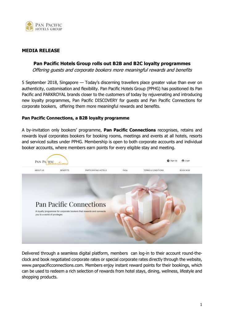 Pan Pacific Hotels Group rolls out B2B and B2C loyalty programmes