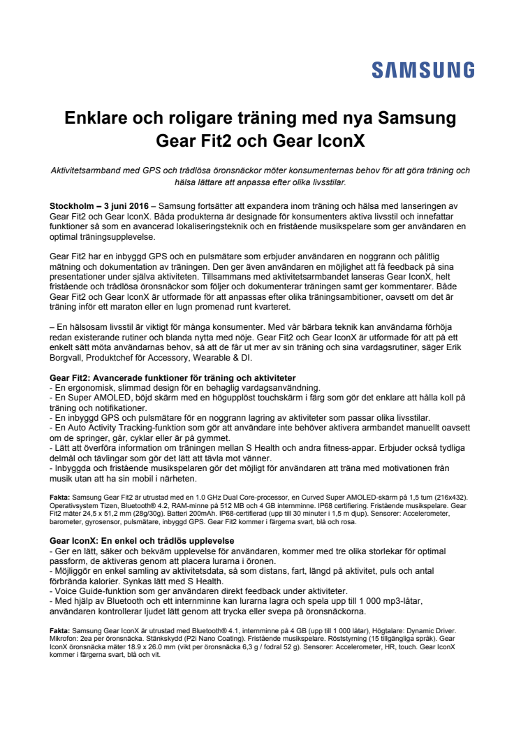 Enklare och roligare träning med nya Samsung Gear Fit2 och Gear IconX