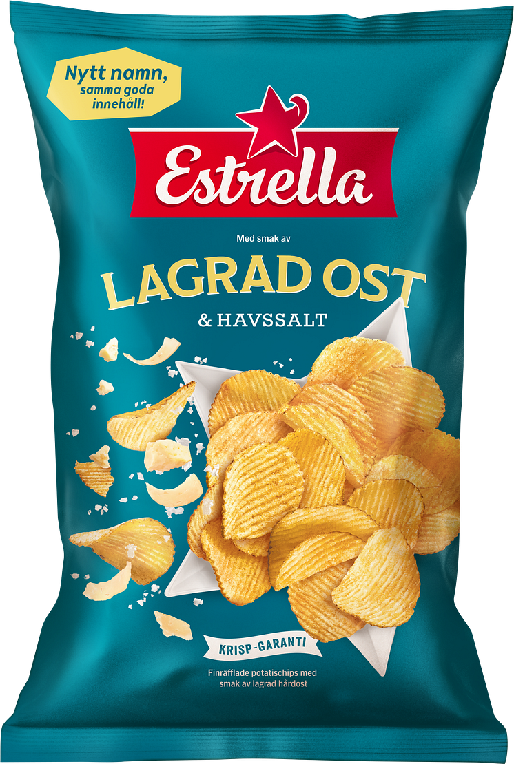 30413 770949 Estrella Lagrad ost & Havssalt Chips 275g med flash