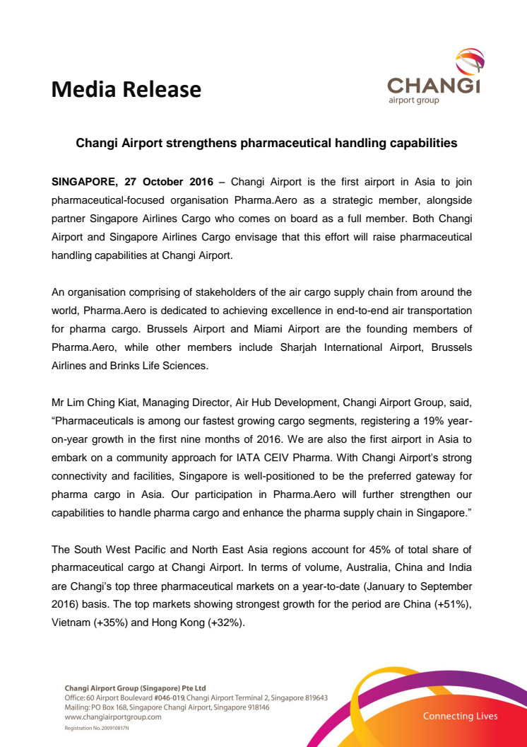 Changi Airport strengthens pharmaceutical handling capabilities