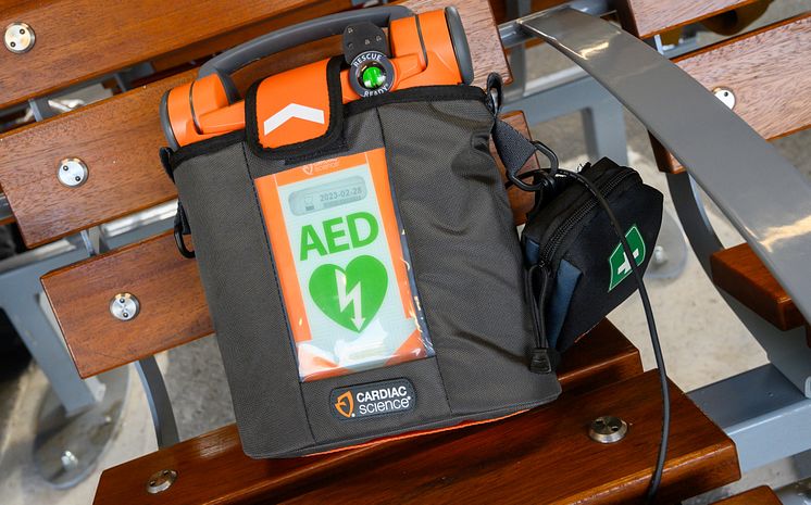 Defibrillators at every station - close up 2