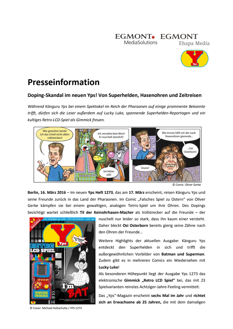 Doping-Skandal im neuen Yps! Von Superhelden, Hasenohren und Zeitreisen