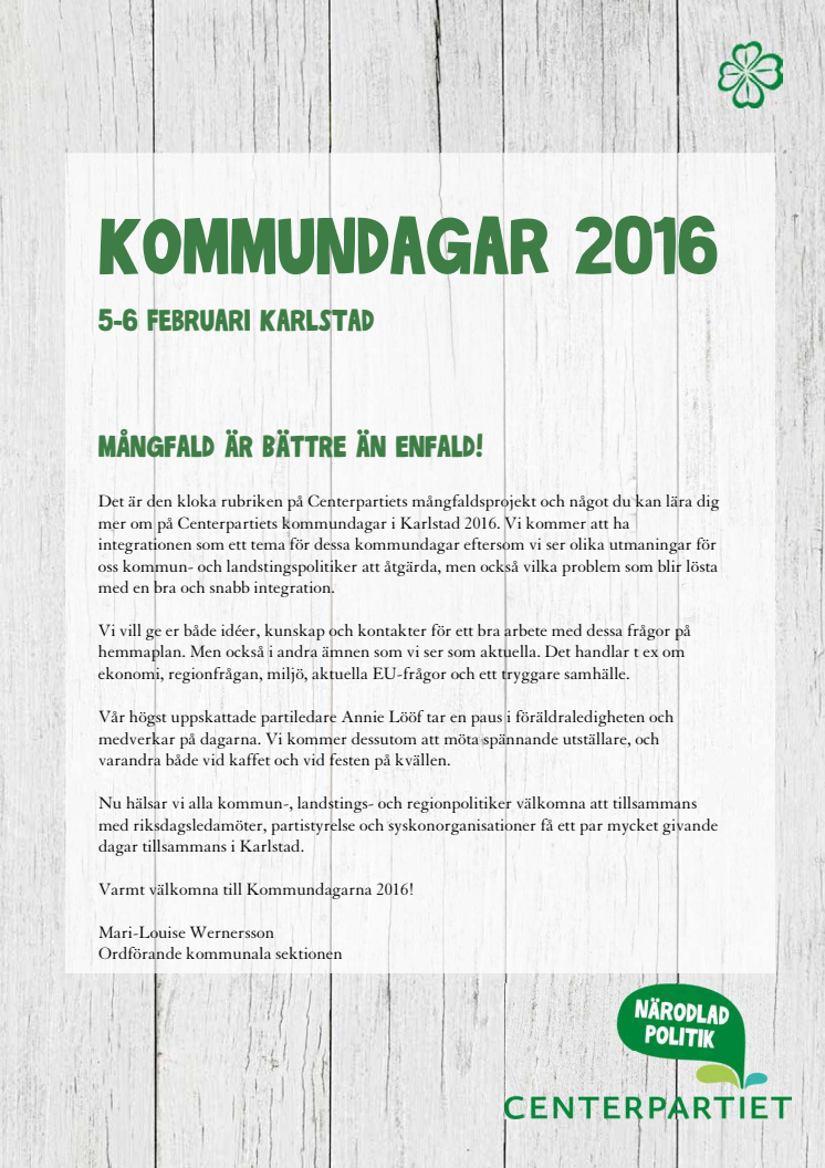 Program: Kommundagarna 2016