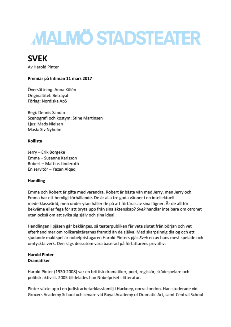 Pressmaterial till Svek