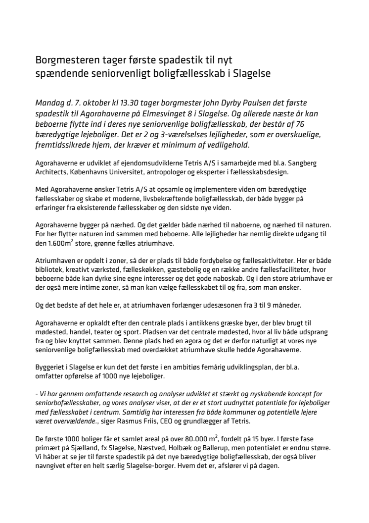 Invitation til første spadestik