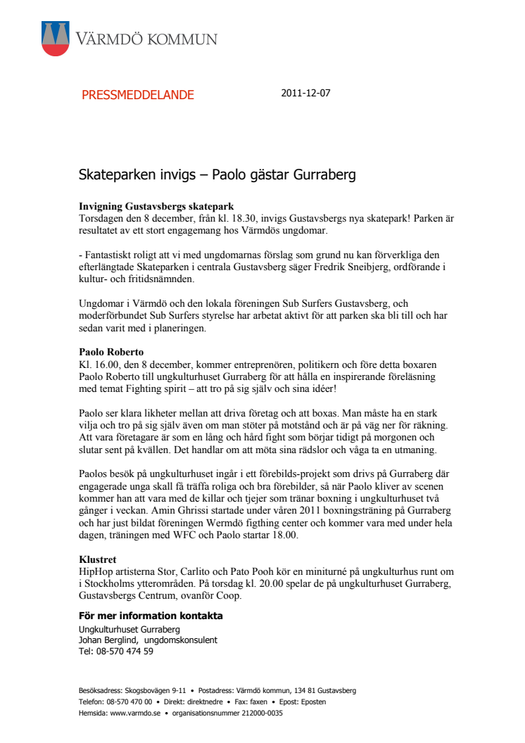 Skateparken invigs – Paolo gästar Gurraberg