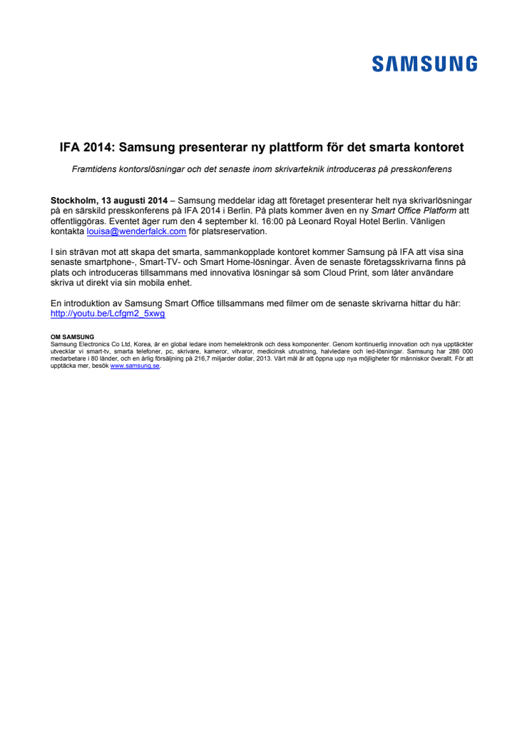 IFA 2014: Samsung presenterar ny plattform för det smarta kontoret