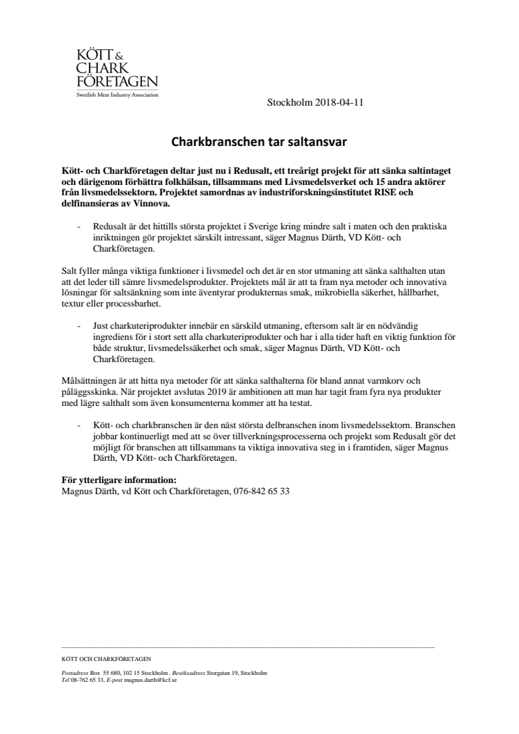 Charkbranschen tar saltansvar