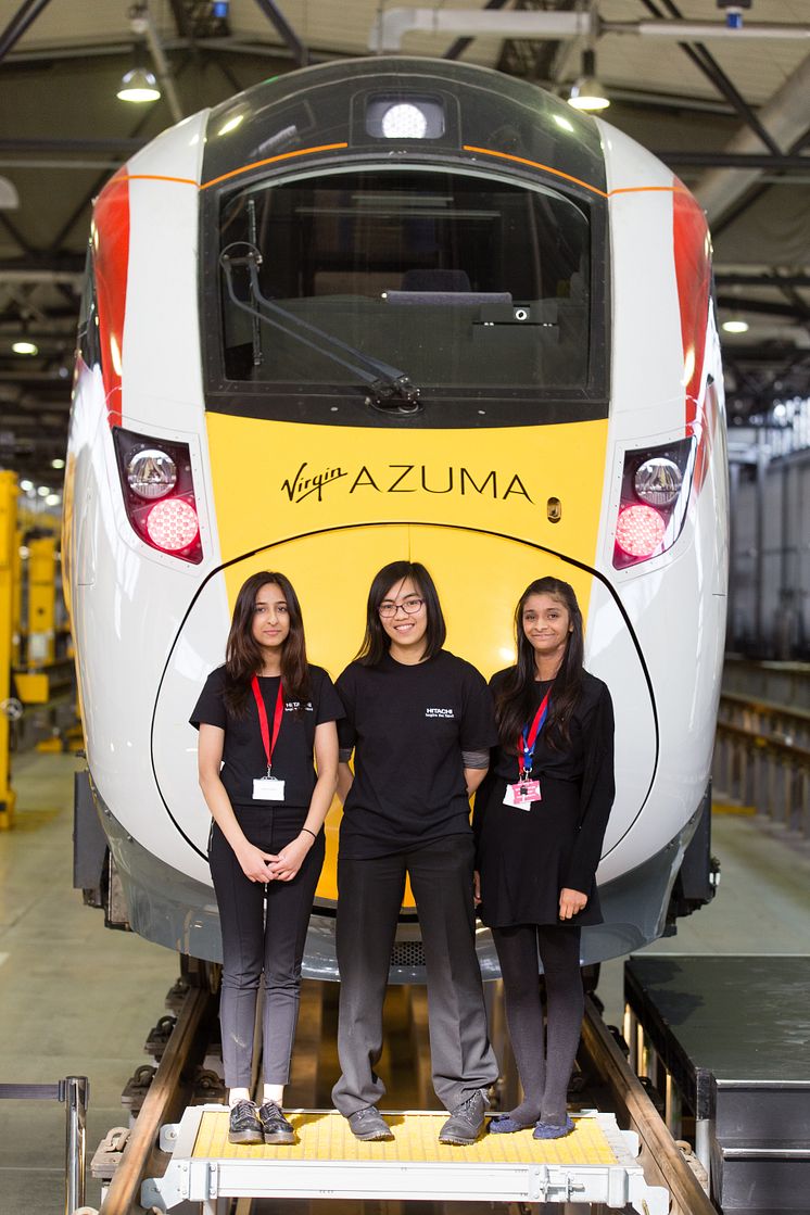 Japanese Prime Minister Shinzo Abe and UK Prime Minister David Cameron visit Hitachi Train Maintenance Centre
