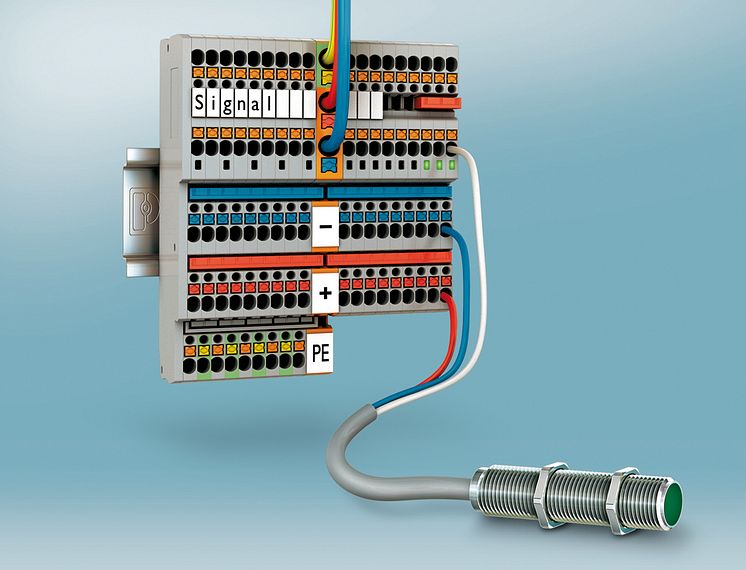 Sensor-/aktuatorklemmer med Push-in tilslutningsteknologi