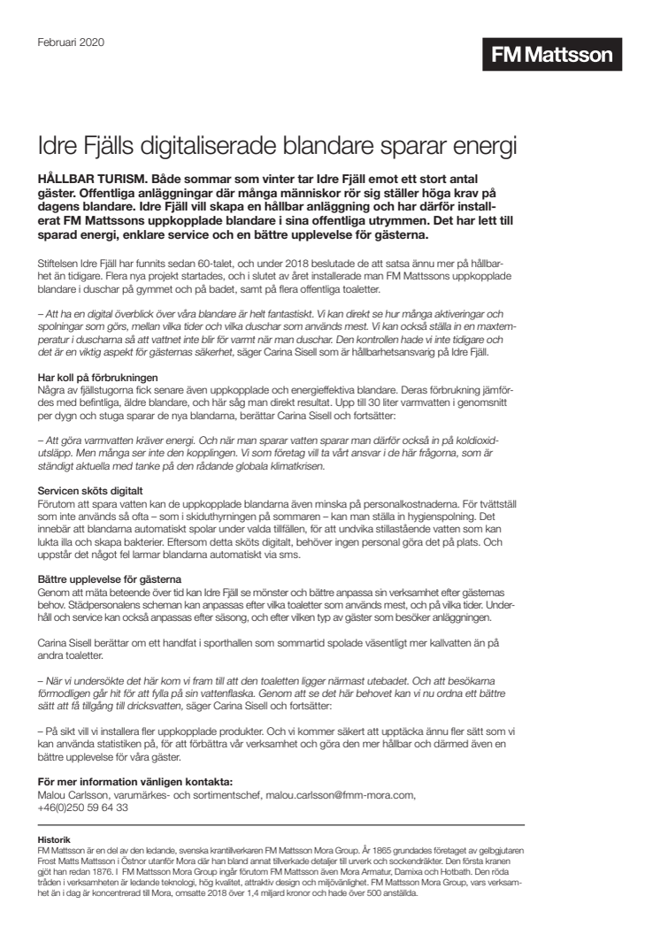 Idre Fjälls digitaliserade blandare sparar energi