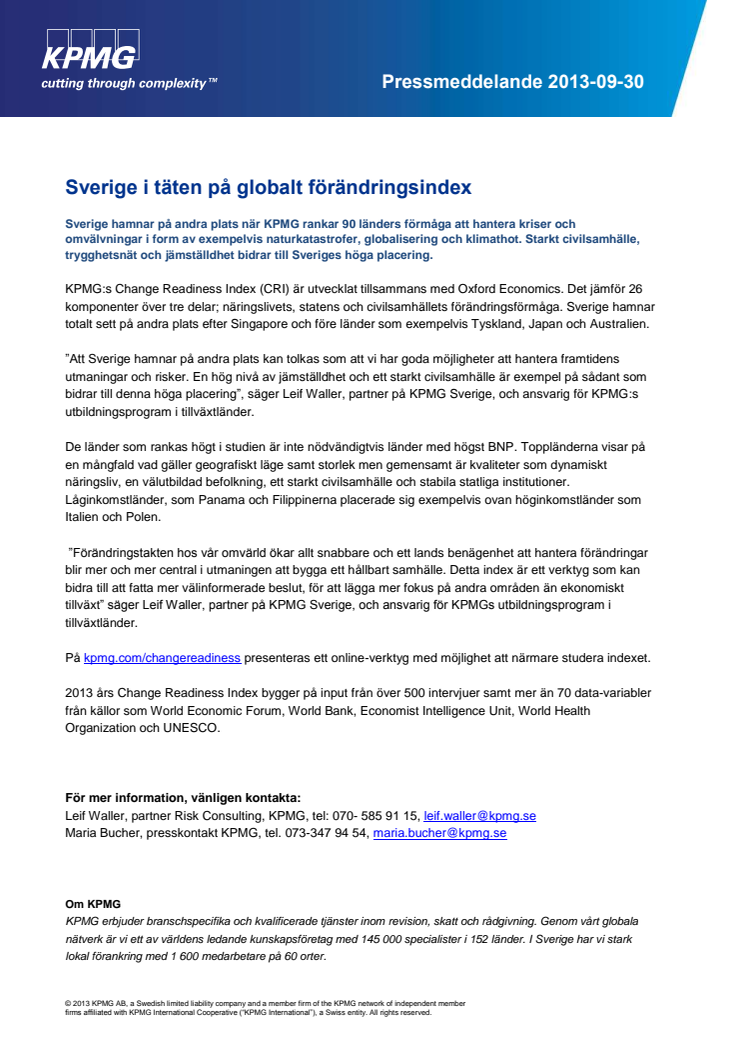Sverige i täten på globalt förändringsindex 