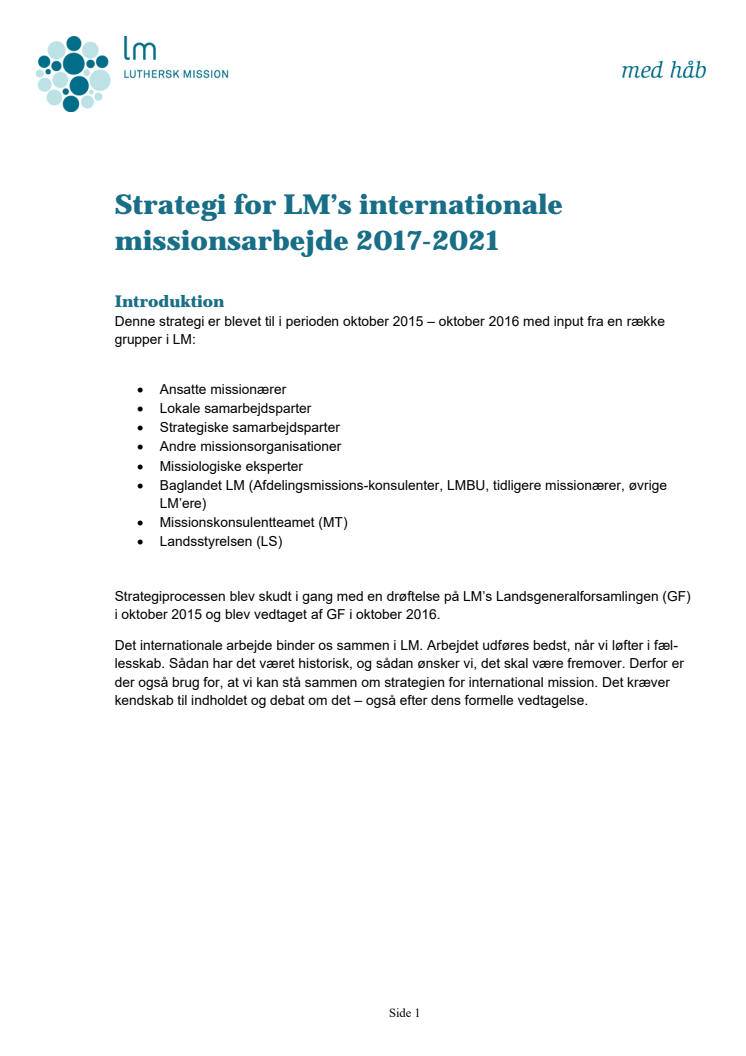 Strategi for international mission